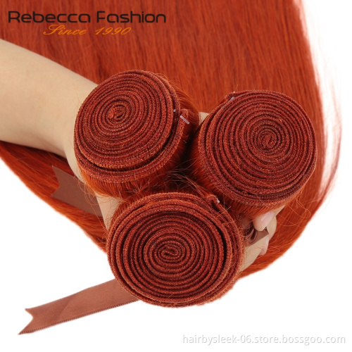 Rebecca Orange Blonde straight weave 8 to 28inches colorful Hair Bundles with closure brazilian hair bundles 10a 100 human hair